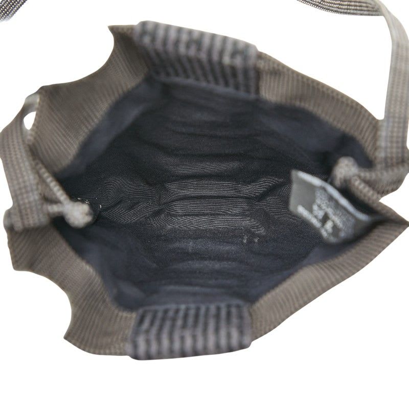 Hermes Her Line Crossbody Shoulder Bag Pochette Gray Black Canvas Women's