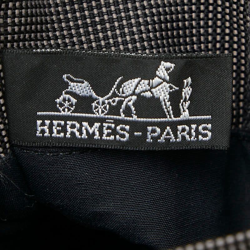 Hermes Her Line Crossbody Shoulder Bag Pochette Gray Black Canvas Women's