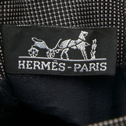 Hermes Her Line Crossbody Shoulder Bag Pochette Gray Black Canvas Women's