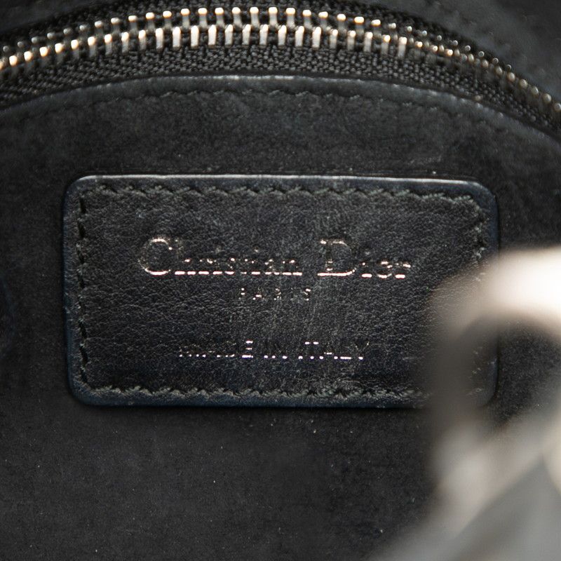 Dior Canage Lady Dior Studded Handbag Chain Shoulder Bag 2WAY Black Leather