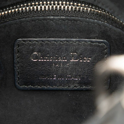 Dior Cannage Lady Studded Handbag Chain Shoulder Bag 2WAY Black Leather