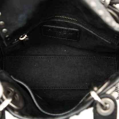 Dior Canage Lady Dior Studded Handbag Chain Shoulder Bag 2WAY Black Leather
