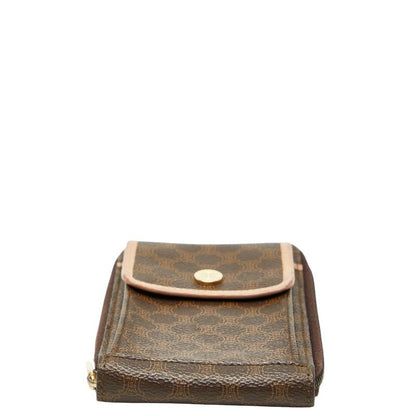 Celine Macadam Crossbody Shoulder Wallet Shoulder Bag Brown Beige PVC Leather
