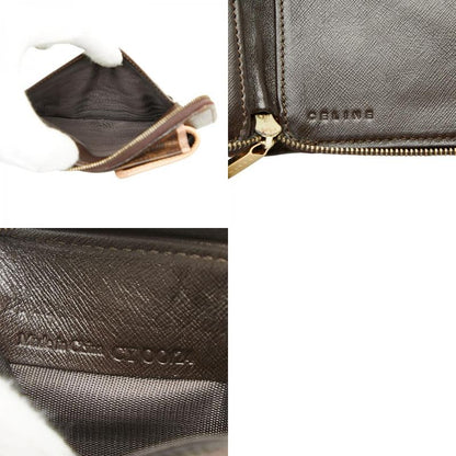 Celine Macadam Crossbody Shoulder Wallet Shoulder Bag Brown Beige PVC Leather