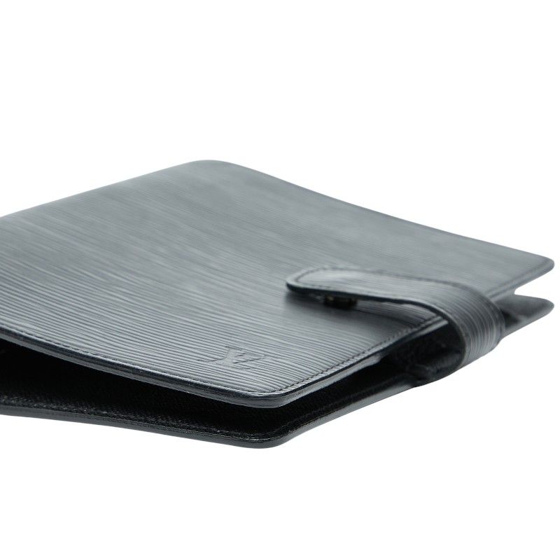 Louis Vuitton Epi Agenda MM R20042 Black Noir Black Leather Women's Louis