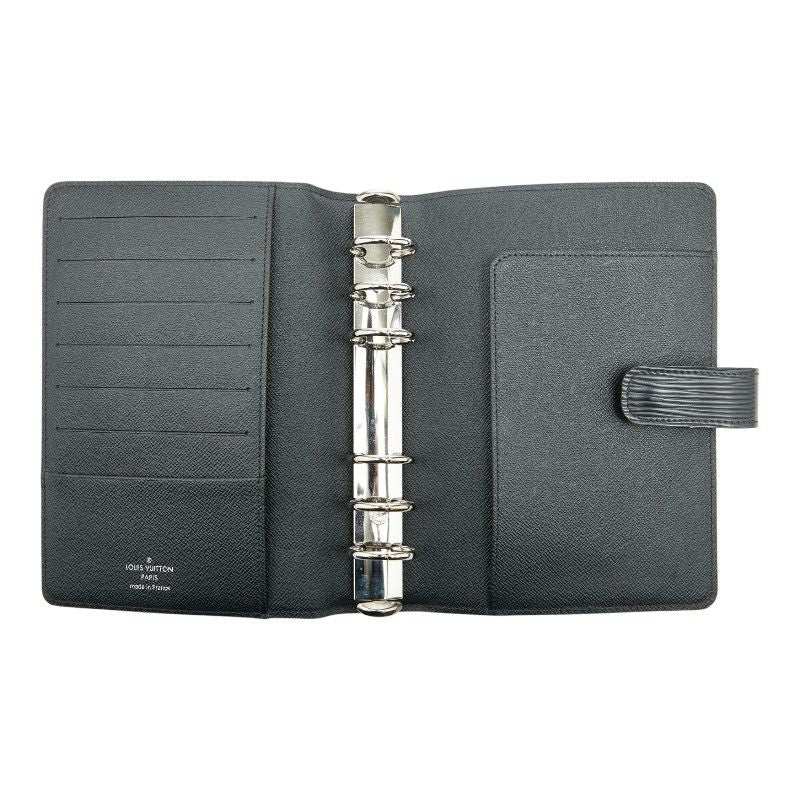 Louis Vuitton Epi Agenda MM R20042 Black Noir Black Leather Women's Louis