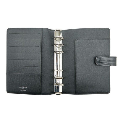 Louis Vuitton Epi Agenda MM R20042 Black Noir Black Leather Women's Louis