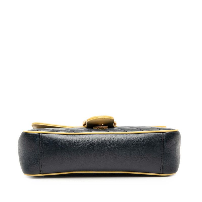 Gucci Ggmarmont Quilted Small Chain Shoulder Bag 443497 Red Navy Yellow Leather