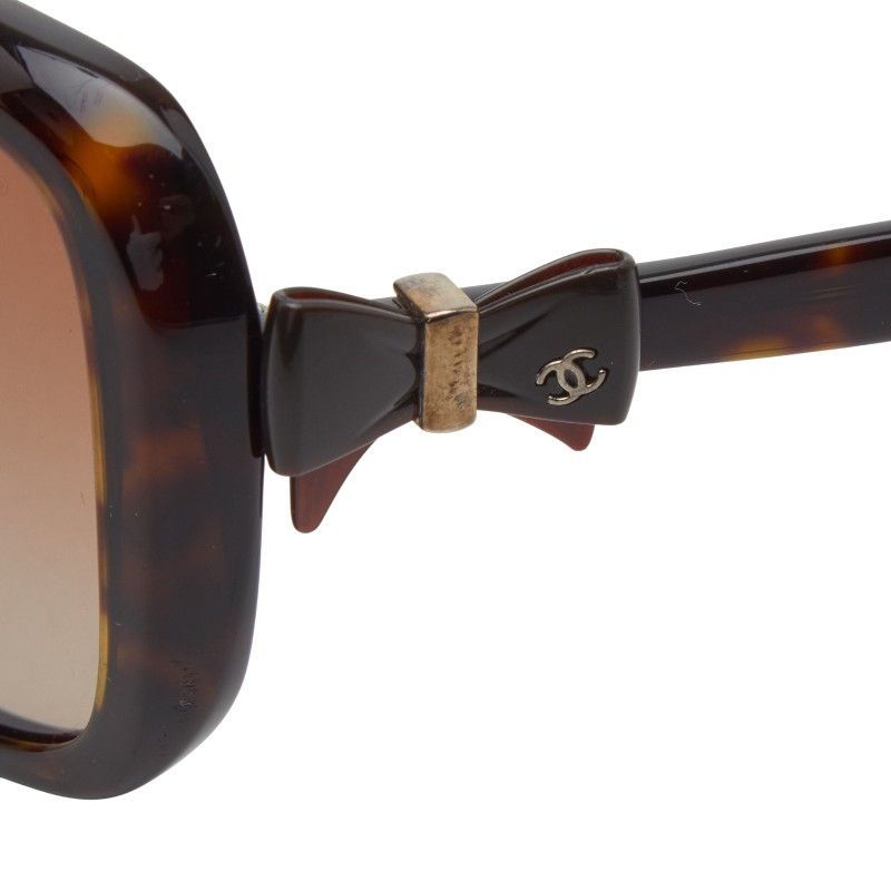 Chanel Cocomark Ribbon Sunglasses Gradient Lens 5171-a Brown Plastic Women's