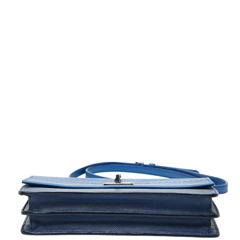 Prada Crossbody Shoulder Bag Blue Saffiano Leather Women's