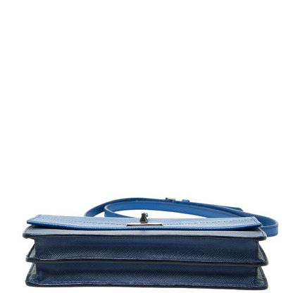 Prada Crossbody Shoulder Bag Blue Saffiano Leather Women's