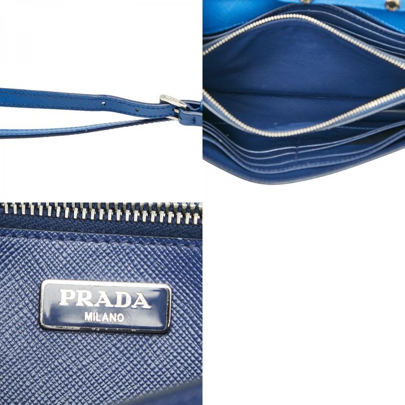 Prada Crossbody Shoulder Bag Blue Saffiano Leather Women's