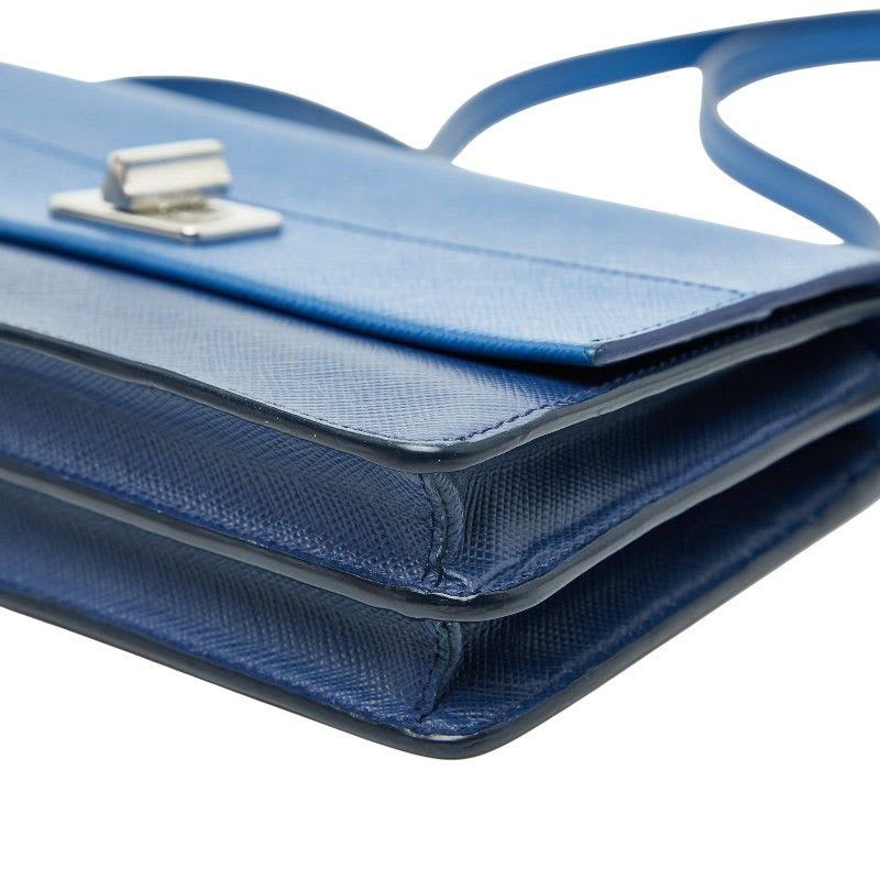Prada Crossbody Shoulder Bag Blue Saffiano Leather Women's