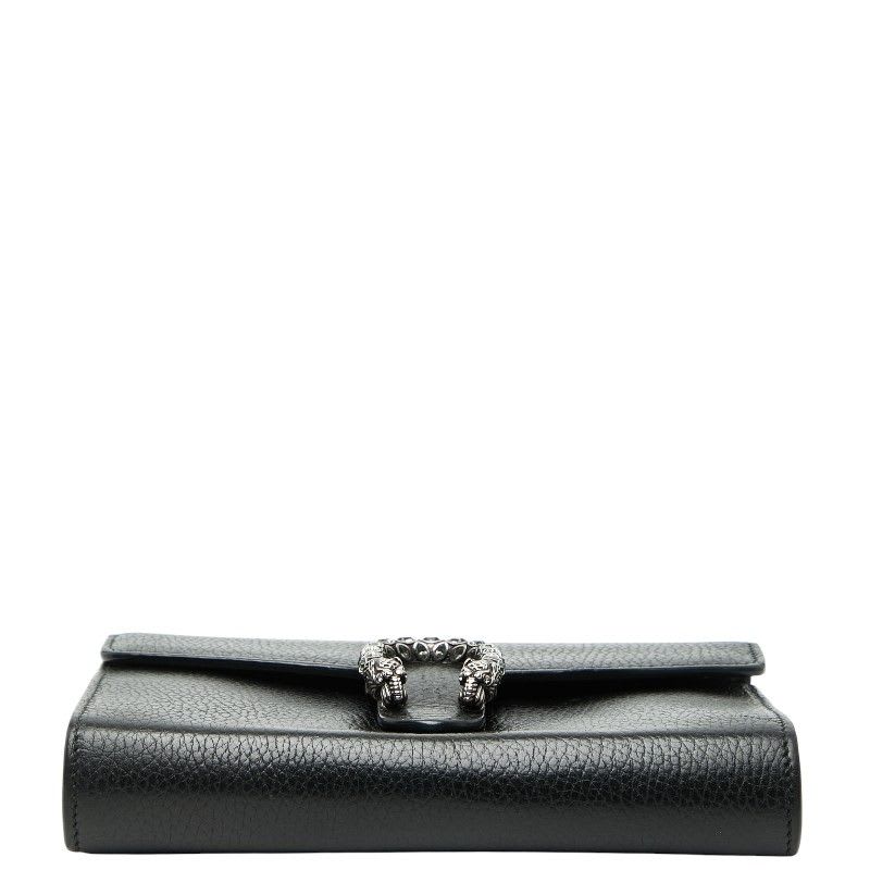Gucci Dionysus Crossbody Chain Shoulder Bag Wallet Black Leather Women's