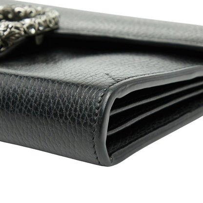 Gucci Dionysus Crossbody Chain Shoulder Bag Wallet Black Leather Women's
