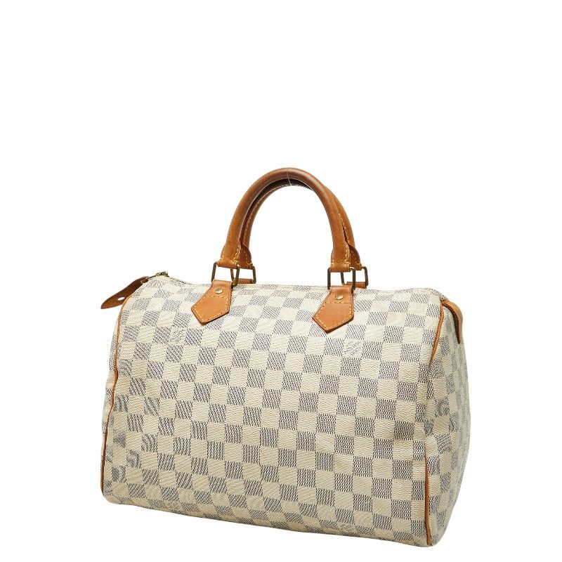 Louis Vuitton Damier Azure Speedy 30 Handbag Mini Boston Bag N41533 White PVC