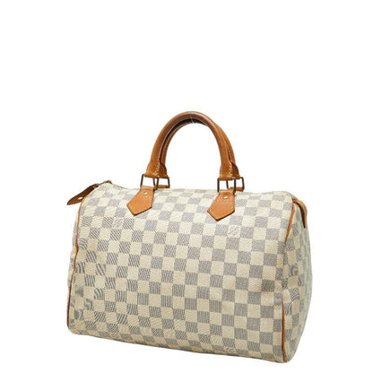 Louis Vuitton Damier Azure Speedy 30 Handbag Mini Boston Bag N41533 White PVC