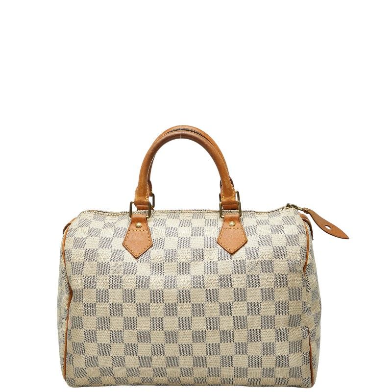 Louis Vuitton Damier Azure Speedy 30 Handbag Mini Boston Bag N41533 White PVC