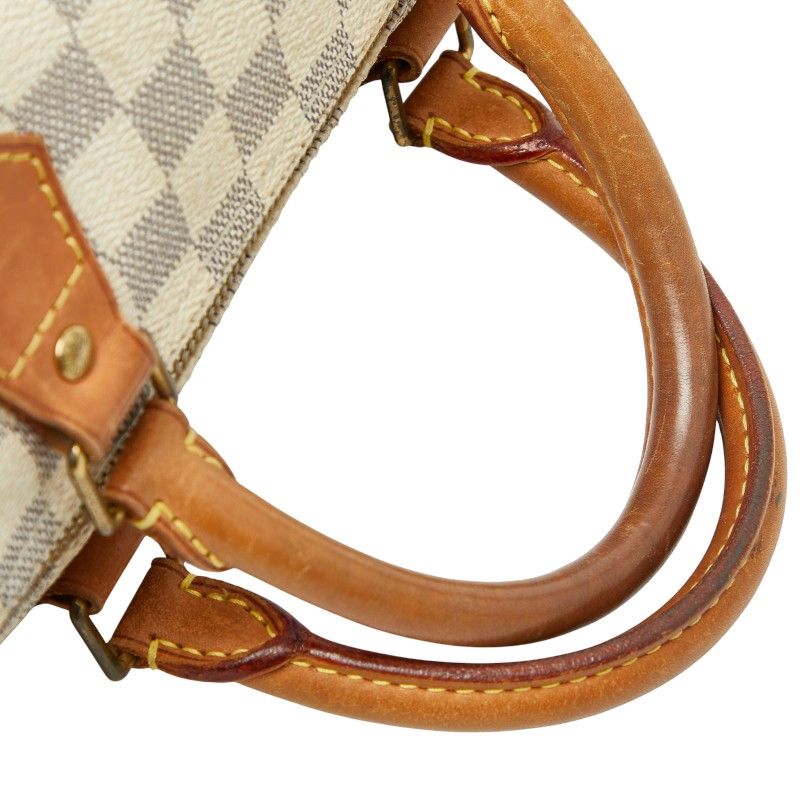 Louis Vuitton Damier Azure Speedy 30 Handbag Mini Boston Bag N41533 White PVC