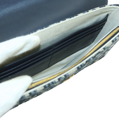 Christian Dior Saddle Chain Pouch Medium Bag Chain Shoulder Trotter Navy Beige