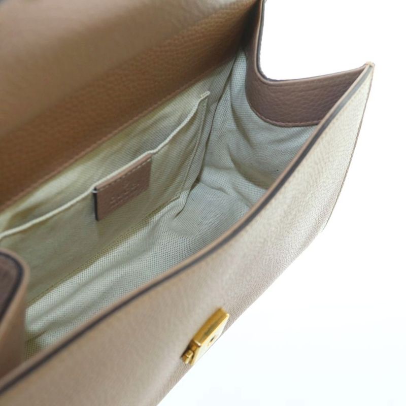 Gucci Ggmarmont Mini Pearl Top Handle Bag Shoulder 2WAY Leather Brown 442622 AQ