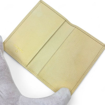 Chanel Coco Button Serial Number 9 Leather Off-white Card Case Gold