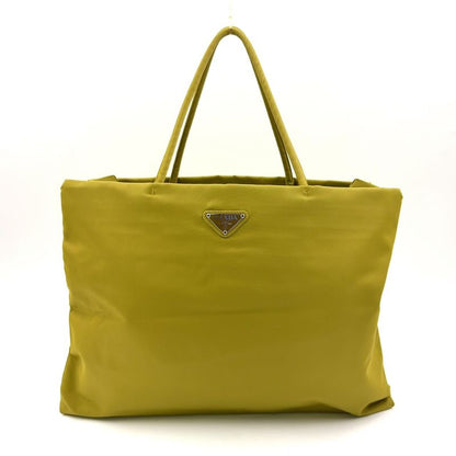 Prada Tessuto Triangle Logo Plate Nylon Green Handbag Silver