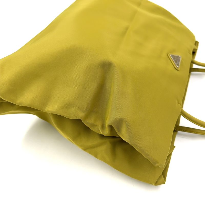 Prada Tessuto Triangle Logo Plate Nylon Green Handbag Silver