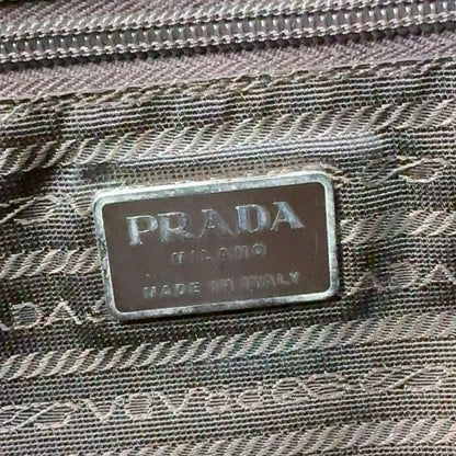Prada Tessuto Triangle Logo Plate Nylon Green Handbag Silver