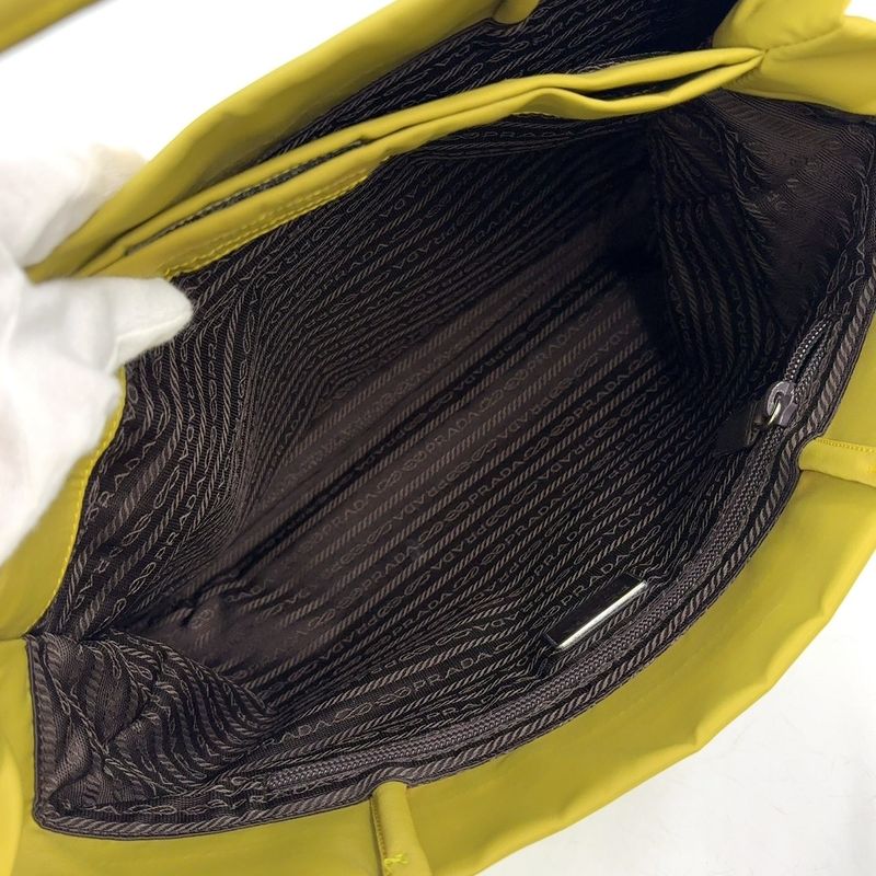 Prada Tessuto Triangle Logo Plate Nylon Green Handbag Silver