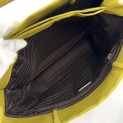 Prada Tessuto Triangle Logo Plate Nylon Green Handbag Silver