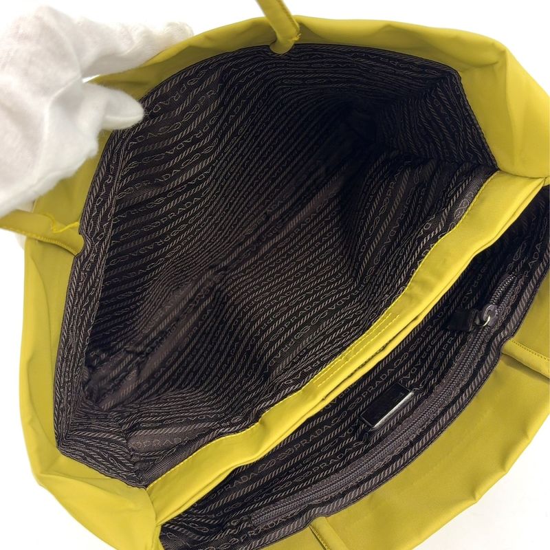 Prada Tessuto Triangle Logo Plate Nylon Green Handbag Silver