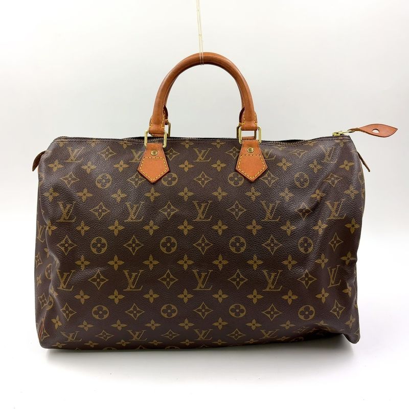 Louis Vuitton Speedy 40 Monogram Leather ×PVC Brown Handbag Gold M41522