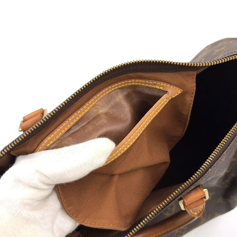 Louis Vuitton Speedy 40 Monogram Leather ×PVC Brown Handbag Gold M41522