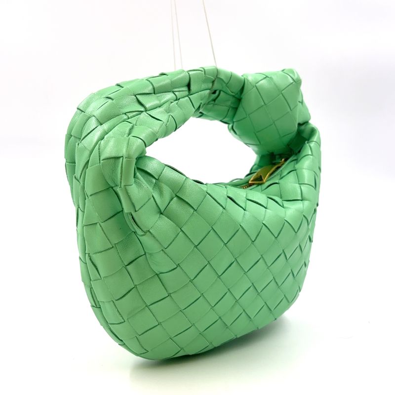 Bottega Veneta Intrecciato Leather Green Handbag Gold