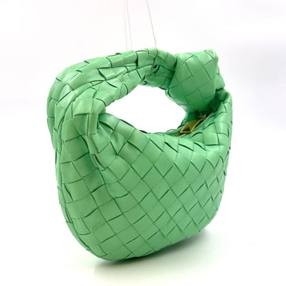 Bottega Veneta Intrecciato Leather Green Handbag Gold