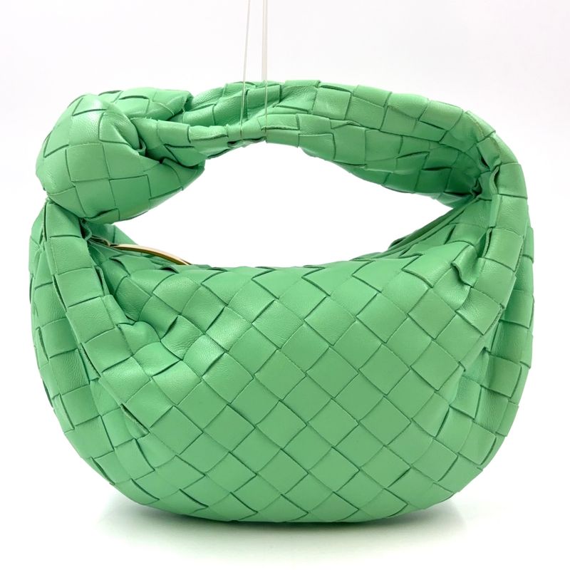 Bottega Veneta Intrecciato Leather Green Handbag Gold