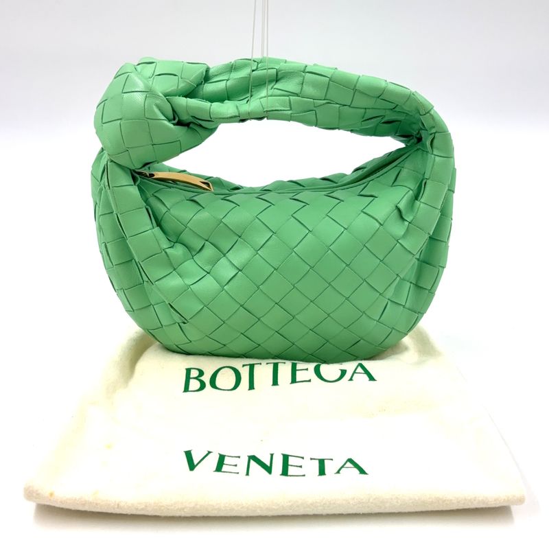 Bottega Veneta Intrecciato Leather Green Handbag Gold