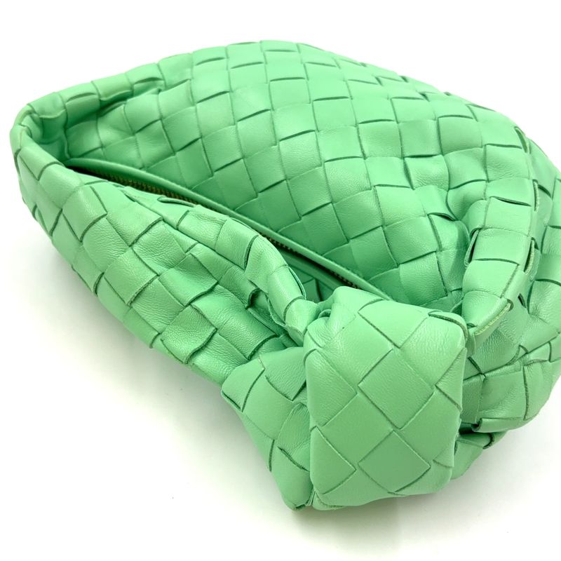 Bottega Veneta Intrecciato Leather Green Handbag Gold