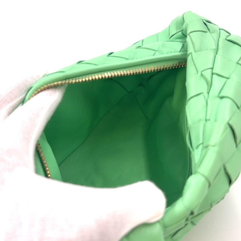 Bottega Veneta Intrecciato Leather Green Handbag Gold