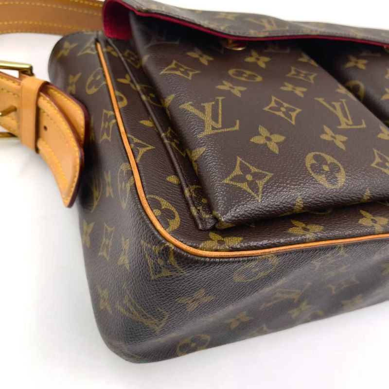 Louis Vuitton Vivacite GM Monogram Leather ×PVC Brown Shoulder Bag Gold M51163
