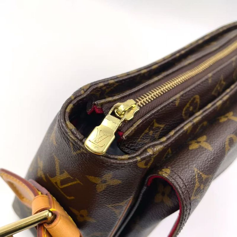 Louis Vuitton Vivacite GM Monogram Leather ×PVC Brown Shoulder Bag Gold M51163