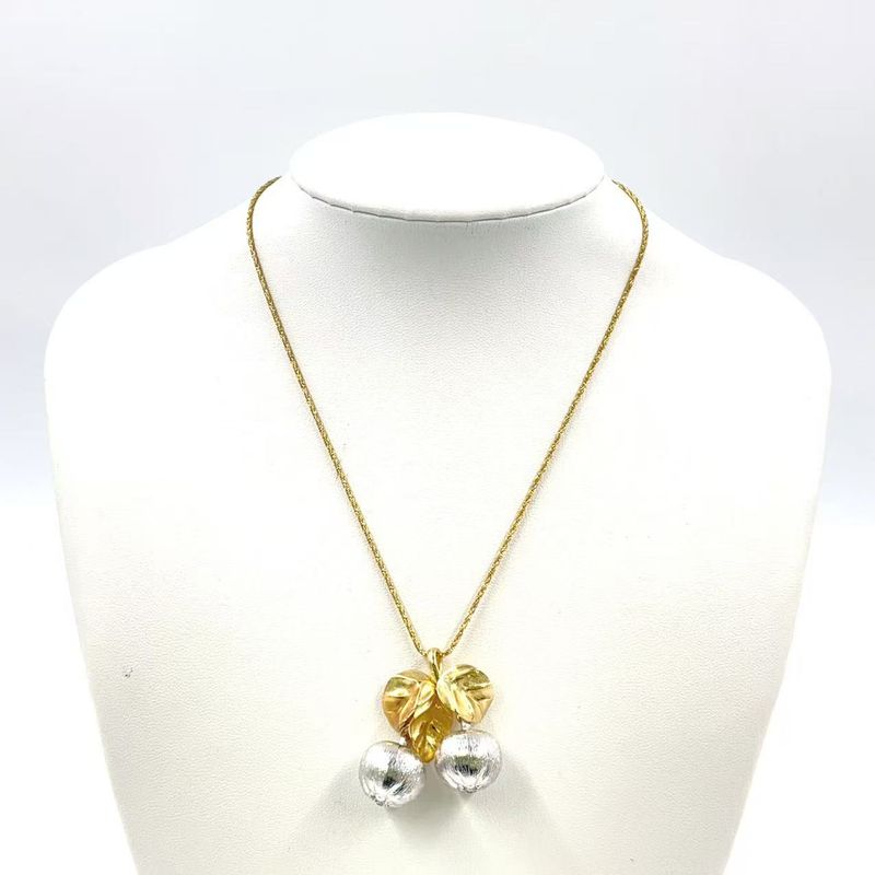 Christian Dior Fruit Motif Metal Gold X Silver Necklace