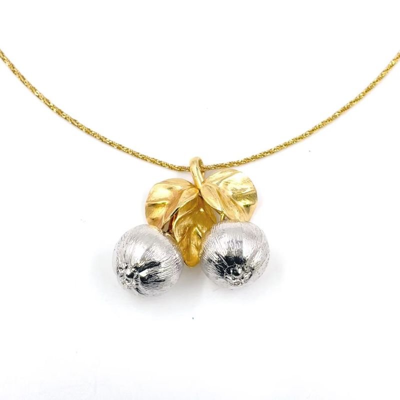 Christian Dior Fruit Motif Metal Gold X Silver Necklace