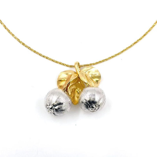 Christian Dior Fruit Motif Metal Gold X Silver Necklace