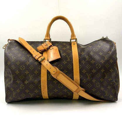 Louis Vuitton Keepall Bandoliere 50 Monogram Leather X PVC Brown Boston Bag