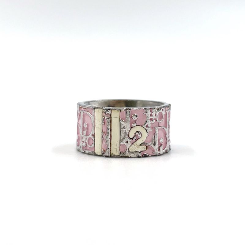 Christian Dior Trotter Metal Silver X White X Light Pink Ring