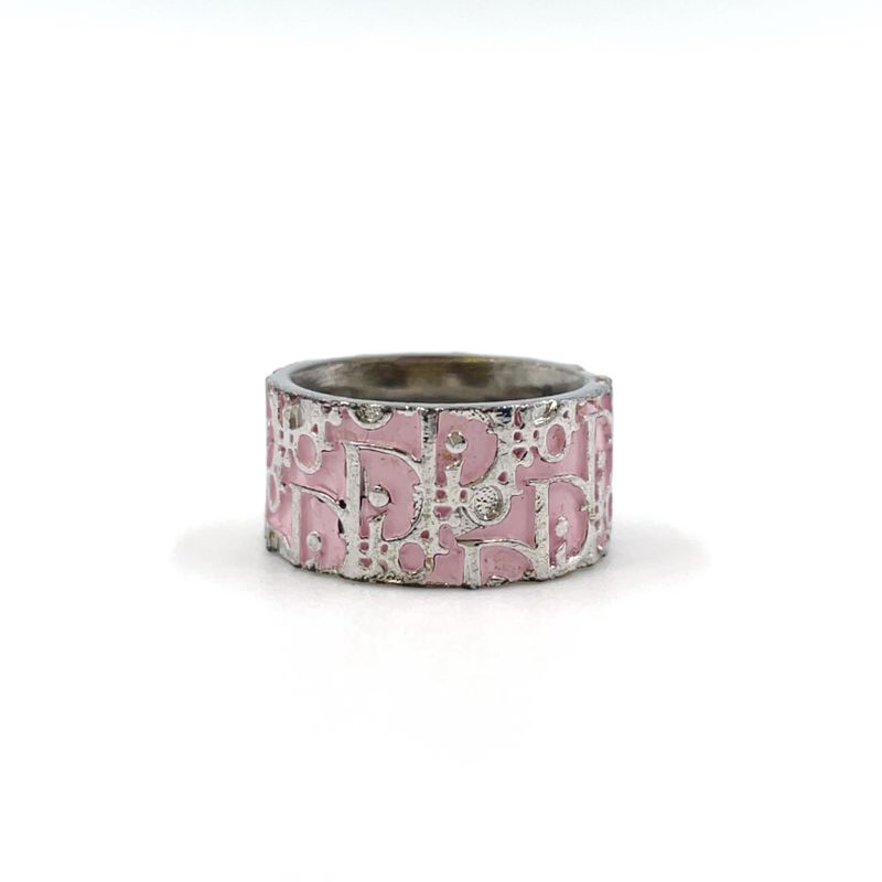 Christian Dior Trotter Metal Silver X White X Light Pink Ring
