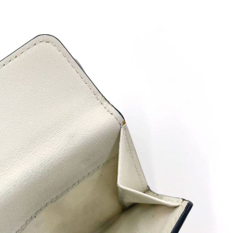 Christian Dior Star Pattern Trifold Leather White Wallet Gold