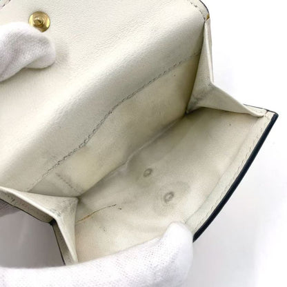 Christian Dior Star Pattern Trifold Leather White Wallet Gold